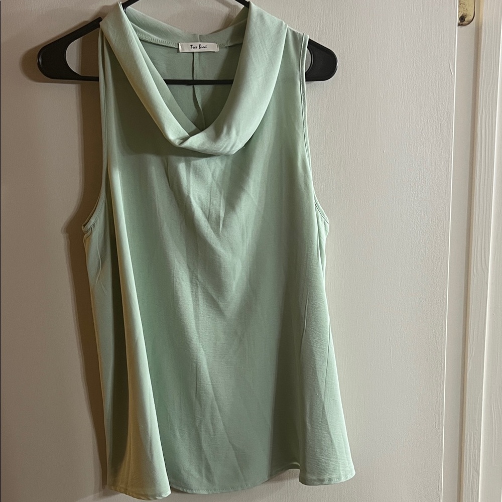 Tres Bien Mint Green Cowl Neck Tank Top